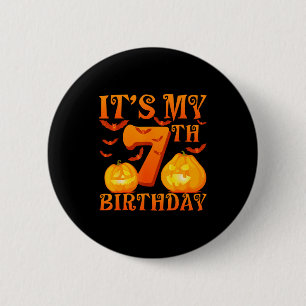 Mein 7. Geburtstag Kürbisse 7 Jahre Alt Halloween Button
