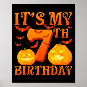 Mein 7. Geburtstag Kürbisse 7 Jahre alt Halloween Poster
