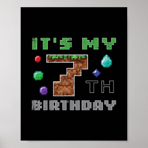 Mein 7. Geburtstag Pixel 7 Gamer Video Gaming Jung Poster