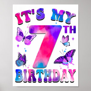 Mein 7. Geburtstag Schmetterlings Thema 7 Jahre al Poster