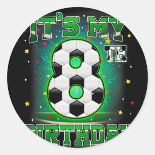 Mein 8. Geburtstag Jungen Fußball 8 Jahre alte Par Runder Aufkleber