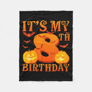 Mein 8. Geburtstag Kürbisse 8 Jahre alt Halloween Fleecedecke