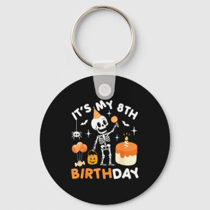Mein 8. Geburtstag-lustiges Halloween-Skelett Gebu Schlüsselanhänger