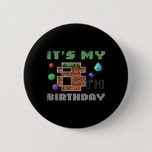 Mein 8. Geburtstag Pixel 8 Gamer Video Gaming Jung Button