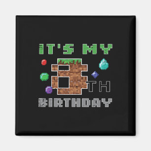 Mein 8. Geburtstag Pixel 8 Gamer Videospiel Jungen Magnet