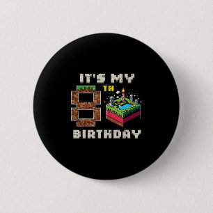 Mein 8. Geburtstag Pixel-Spiel 8 Kuchen-Video-Spie Button