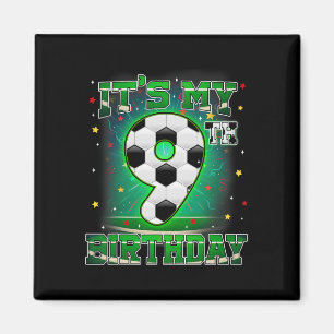 Mein 9. Geburtstag Jungen Fußball 9 Jahre alte Par Magnet