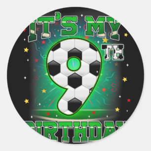 Mein 9. Geburtstag Jungen Fußball 9 Jahre alte Par Runder Aufkleber