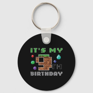 Mein 9. Geburtstag Pixel 9 Gamer Video Gaming Jung Schlüsselanhänger