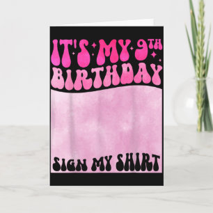 Mein 9. Geburtstag Schild Mein Shirt Süßes Groovy Karte