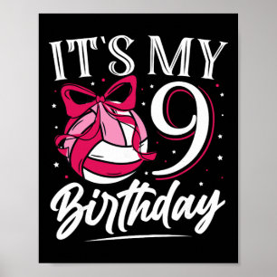 Mein 9. Geburtstag Volleyball Mädchen Geburtstagsf Poster