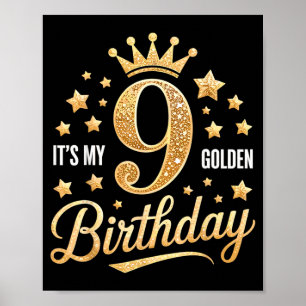 Mein 9. goldener Geburtstag 9 Jahre alt Kinder-Geb Poster