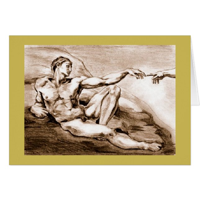 Mein Adam 2004, das nach Michelangelo zeichnet (Vorderseite (Horizontal))