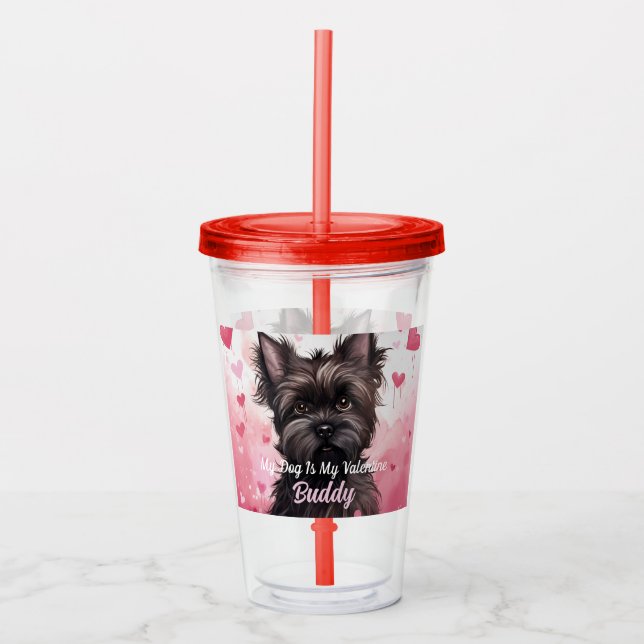 Mein Affenpinscher Hund ist mein Valentinin Person Acryltrinkbecher (Vorderseite)
