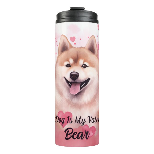 Mein Akita Hund ist mein Personalisierter Valentin Thermosbecher (Vorderseite)