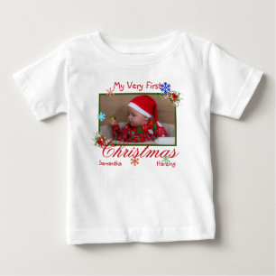 Mein allererstes personalisiertes Weihnachtsfoto Baby T-shirt