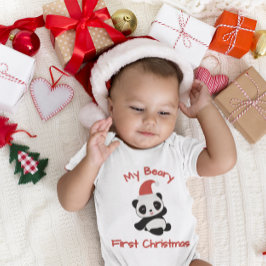Mein allererstes Weihnachten – Panda mit Santa-Hut Baby Strampler