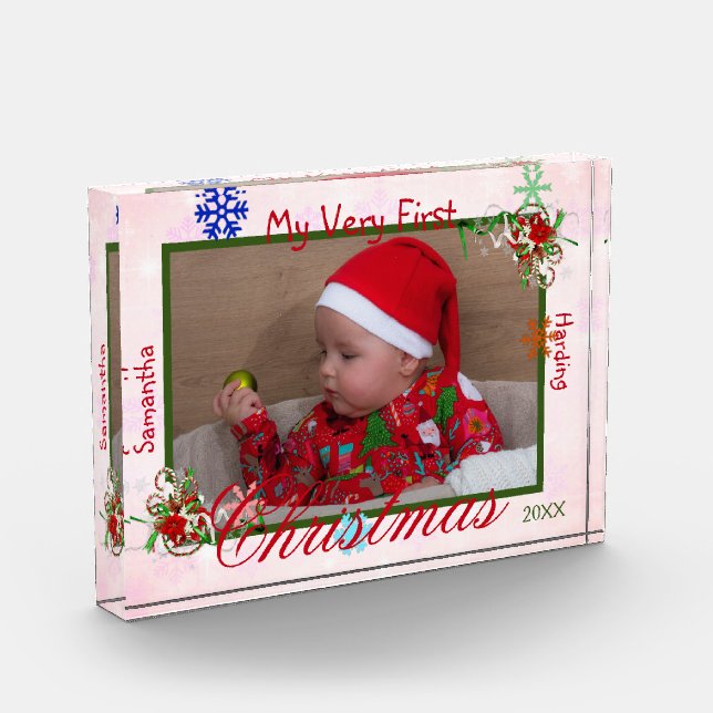 Mein allererstes Weihnachtsmädchen Personalisiert Fotoblock (Links)