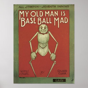 Mein alter Mann ist Baseball Mad Vintag Songbook C Poster