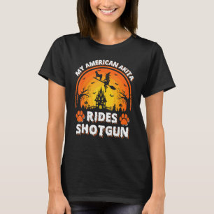 Mein Amerikaner Akita Dog Ride Hexenkanone Hallowe T-Shirt