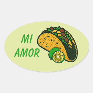 Mein Amor Taco und Limette Ovaler Aufkleber