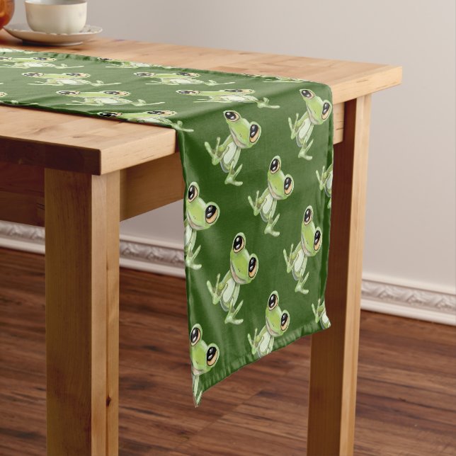 Mein anderer Green Frosch Friend Table Runner Kurzer Tischläufer (Beispiel)