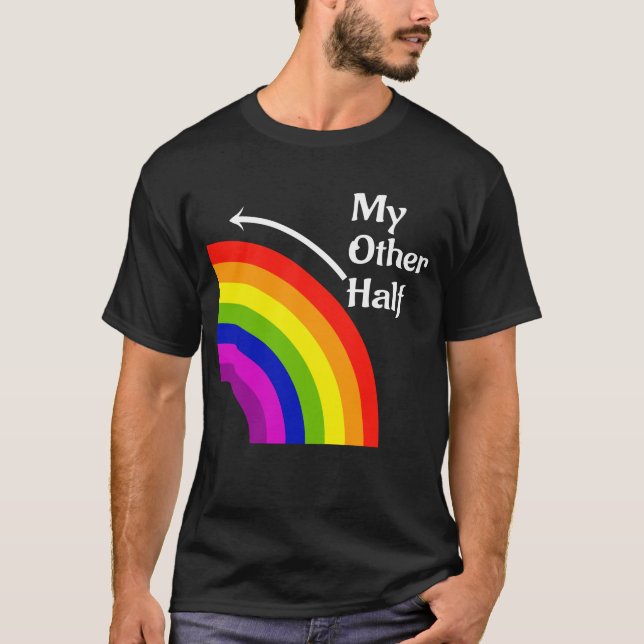 Mein anderer Hälfte-Regenbogen zusammenpassendes T-Shirt (Vorderseite)