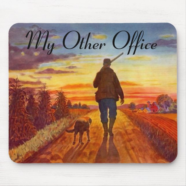 "Mein anderes Büro-" Vogel-HundeAbends-Jagd Mousepad (Vorne)