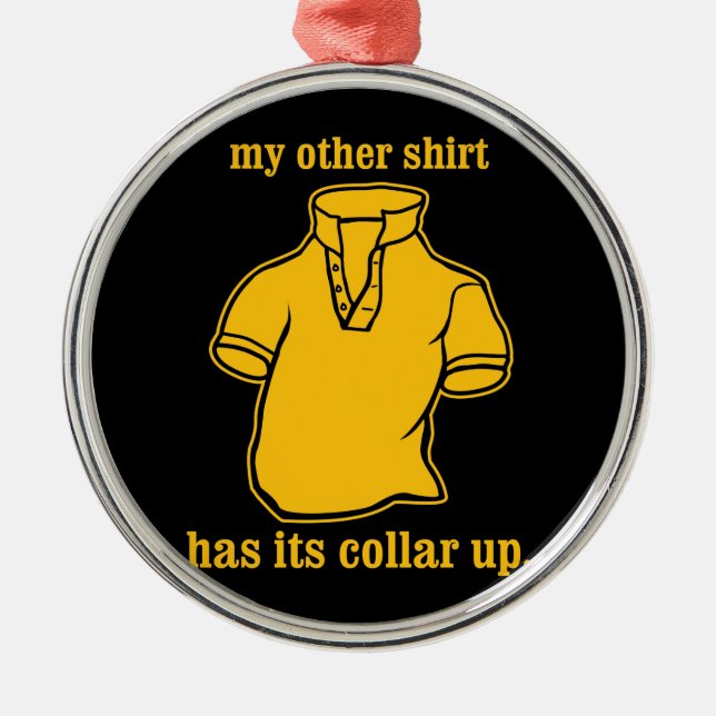 mein anderes Shirt hat seinen geknallten Kragen Silbernes Ornament (Vorne)