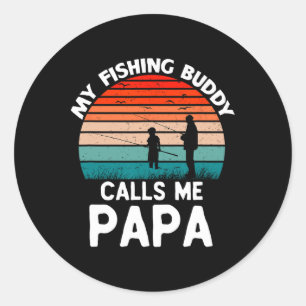 Mein Angelbuddy nennt mich Papa Retro Vintage Opa Runder Aufkleber