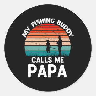 Mein Angelbuddy nennt mich Papa Retro Vintage Opa Runder Aufkleber
