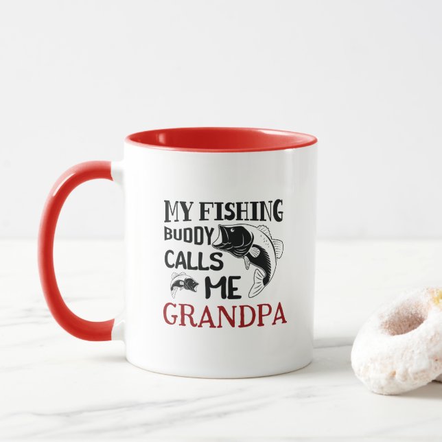 Mein Angelbuddy nennt mir Opa, Geschenk Tasse (Mit Donut)