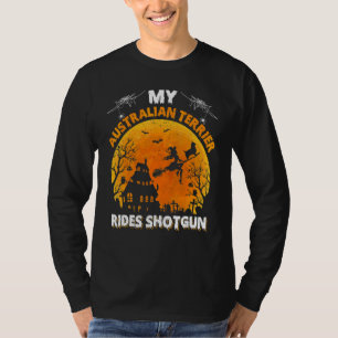 Mein australischer Terrier-Hund fährt auf dem Vord T-Shirt
