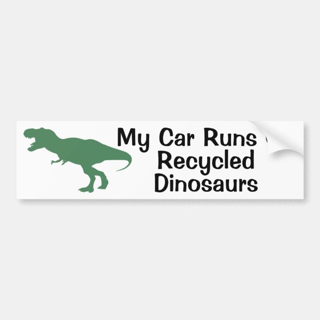 Mein Auto fährt mit gerecycelt Dinosaurier-Autoauf Autoaufkleber (Vorne)