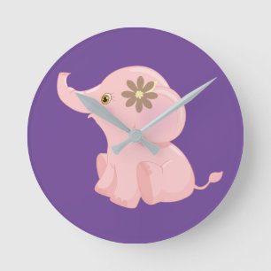 Mein Baby Pink Elephant Runde Wanduhr