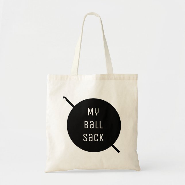 Mein Ballsack - Funny Crochet Yarn Tote Bag Tragetasche (Vorne)