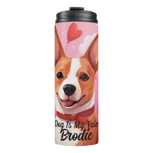 Mein Basenji-Hund ist mein Personalisierter Valent Thermosbecher (Vorderseite)