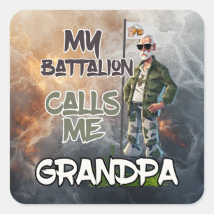 Mein Bataillon nennt mich Opa - Vatertag Quadratischer Aufkleber