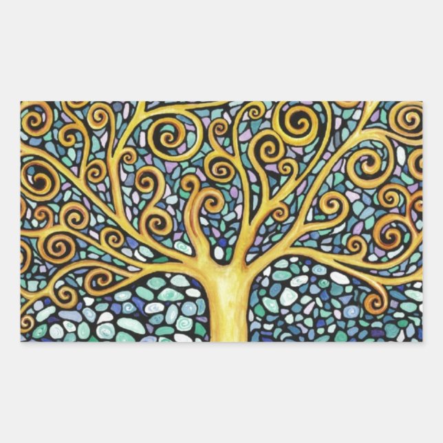 Mein Baum des Lebens Rechteckiger Aufkleber (Vorderseite)