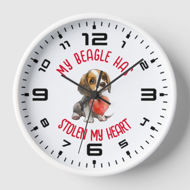 Mein Beagle hat mir das Herz gestohlen Uhr (Vorderseite)