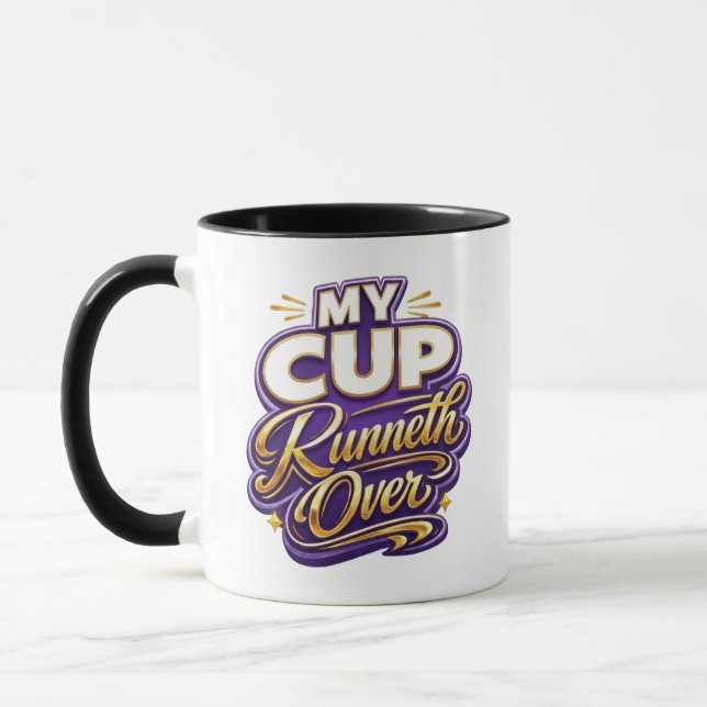 Mein Becher fließt über - Christlich Tasse (Links)