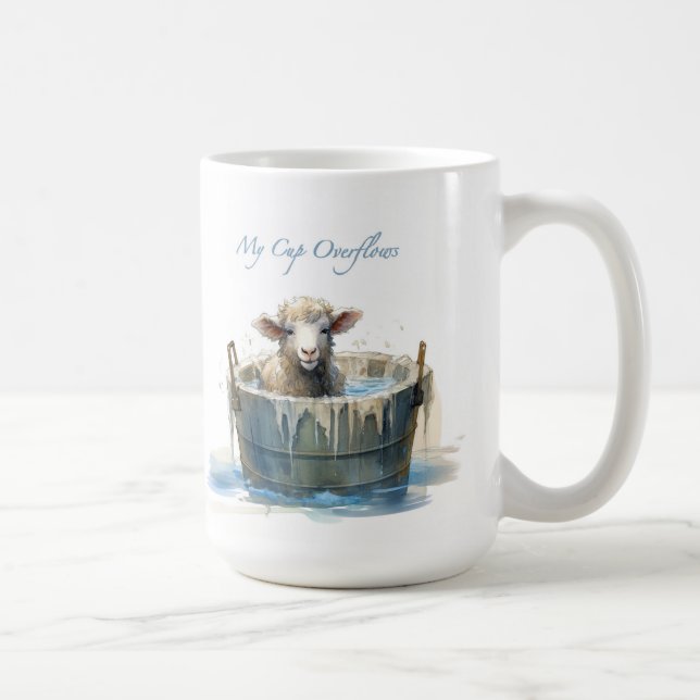 Mein Becher fließt über - Psalm 23 Kaffeetasse (Rechts)