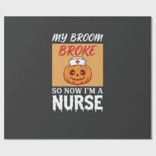 Mein Besen brach Krankenschwester Halloween Geschenkpapier