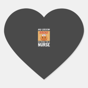 Mein Besen brach Krankenschwester Halloween Herz-Aufkleber