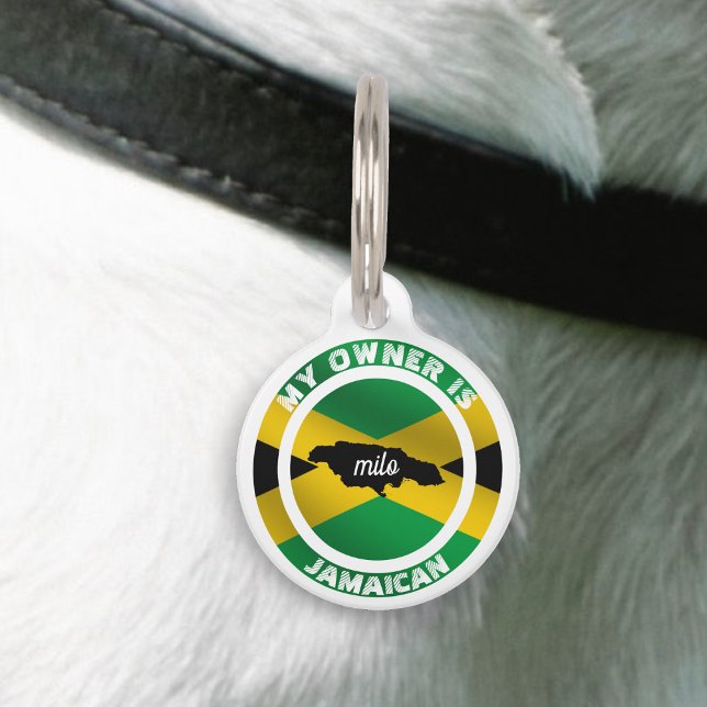 Mein Besitzer ist die jamaikanische Flagge Jamaika Haustiermarke (My Owner is Jamaican Funny Jamaica Flag Pet ID Tag)