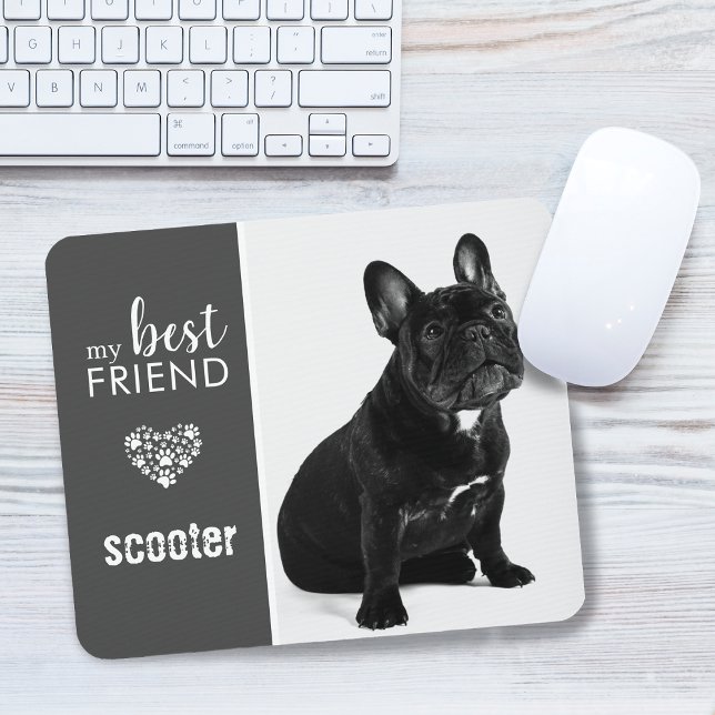 Mein bester Freund B&W Foto Personalisiert Mousepad (My Best Friend B&W Pet Photo Personalized Mouse Pad)