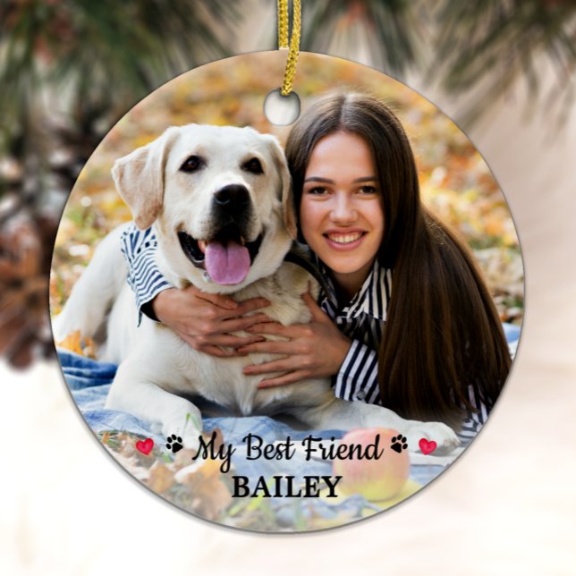 Mein bester Freund Dog Lover hält ein Foto für die Keramik Ornament (Von Creator hochgeladen)