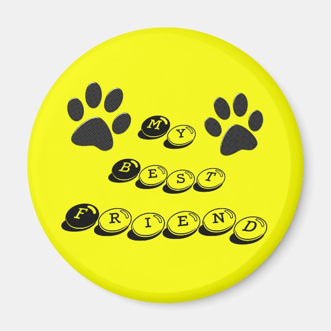 Mein bester Freund Hund pfeift Polka Dot gelb Magnet (Vorne)