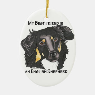 Mein bester Freund ist ein Schwarzes u. Shepherd Keramik Ornament