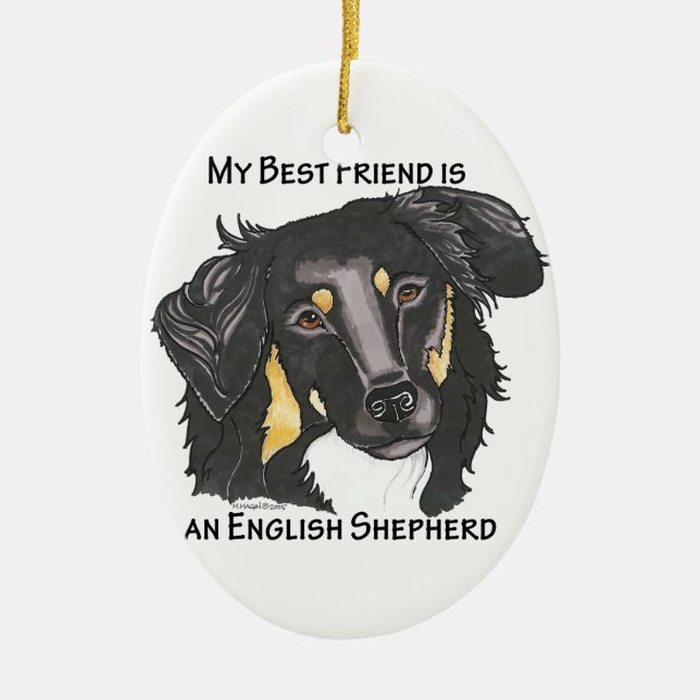 Mein bester Freund ist ein Schwarzes u. Shepherd Keramik Ornament (Vorne)